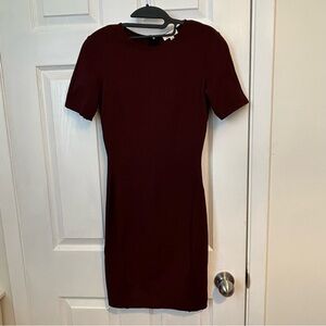 Aritzia Wilfred ‘Mignonne’ Classic Short-Sleeve Burgundy Sheath Dress